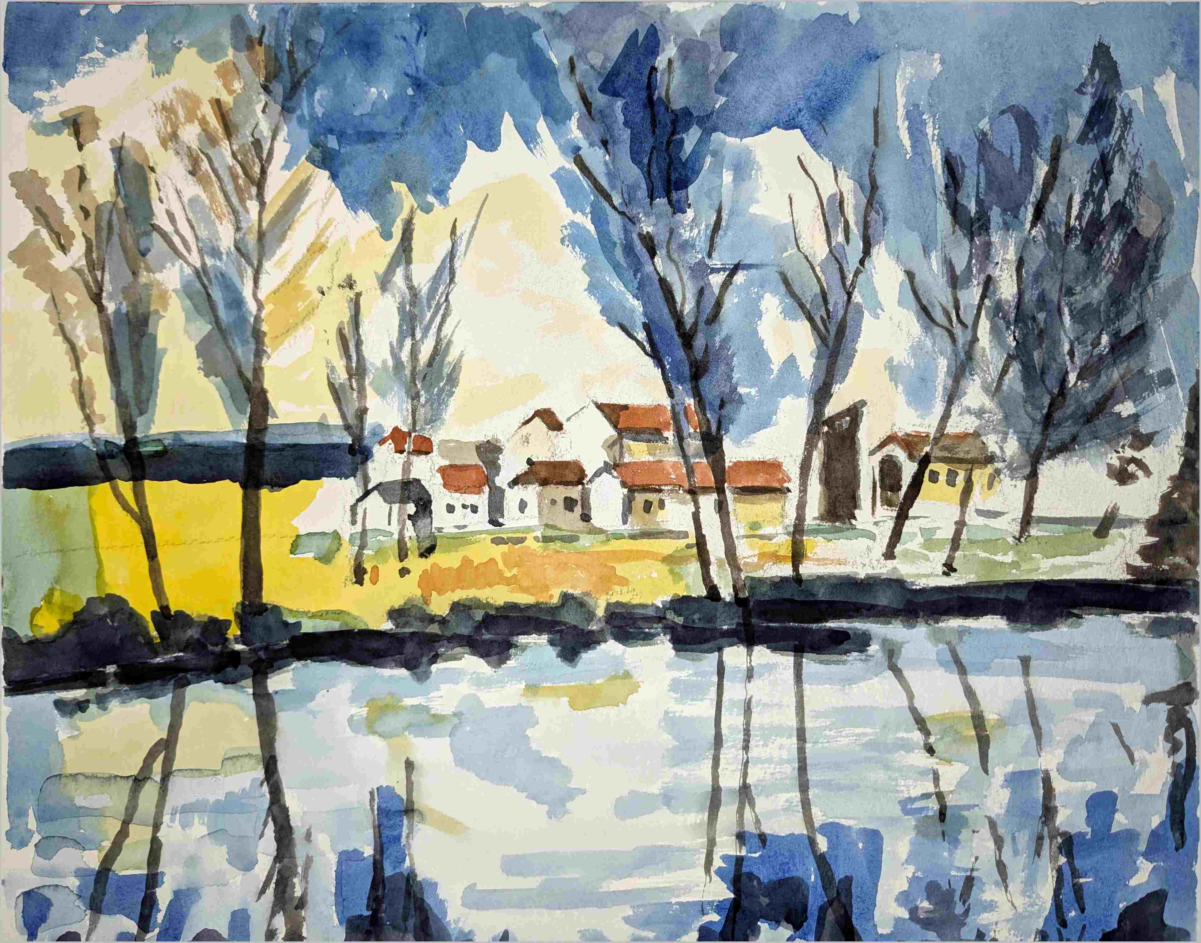 Dorf hinter Fluss